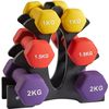 Set De 6 Mancuernas 2x 1kg, 2x 1.5kg, 2x 2kg Pesas Con Soporte Para Gimnasio Y Entrenamiento En Casa