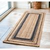 Alfombra De Yute Natural Trenzado Rectangular Beige Con Negro 100% Hecho A Mano, Boho Chic Bohemio Etnica (60x110cm Beige/negro)