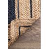 Alfombra De Yute Natural Trenzado Rectangular Beige Con Negro 100% Hecho A Mano, Boho Chic Bohemio Etnica (60x110cm Beige/negro)