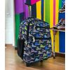 Mochila Con Ruedas Escolar Carro Para El Colegio, Grande, Bolsas Escolares Trolley Bag Infantil Azul Estampado De Zapatos