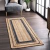 Alfombra De Yute Natural Trenzado Rectangular Beige Con Negro 100% Hecho A Mano Boho Chic Bohemio Etnica (80x200cm Beige/negro)