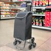 Carro De La Compra Plegable Con 6 Ruedas Para Subir Escaleras, Carrito Del Mercado, Bolsa Impermeable De 42l Litros Gris