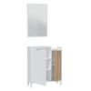 Mueble Recibidor 2 Puertas Con Espejo Rectangular Edith, Nórdico En Blanco Y Roble