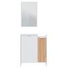 Mueble Recibidor 2 Puertas Con Espejo Rectangular Edith, Nórdico En Blanco Y Roble