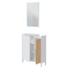 Mueble Recibidor 2 Puertas Con Espejo Rectangular Edith, Nórdico En Blanco Y Roble