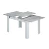 Mesa Comedor Extensible De 140-190x90 Cm Katia, En Blanco Y Gris Cemento