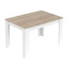 Mesa Comedor Extensible De 140-190x90 Cm Katia, En Blanco Y Roble Canadian