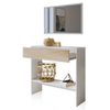 Mueble Recibidor Con Espejo De Pared Darcy. 91,5x85x37,9 Cm. Consola Con Cajón Y Estante Inferior.