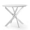 Mesa Redonda Blake, Industrial De Ø90 Cm Con Patas Metálicas Entrecruzado, Blanco