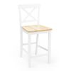 Pack 2 Taburetes Altos De Cocina Justin, Blanco Y Asiento Roble