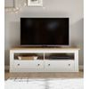 Mueble Tv 150 Cm Markle, Con 2 Cajones + 2 Huecos, En Blanco Y Roble