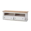 Mueble Tv 150 Cm Markle, Con 2 Cajones + 2 Huecos, En Blanco Y Roble