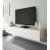 Mueble Tv Flotante 180 Cm Keoni, Estilo Nórdico, 2 Puertas En Blanco Y Roble Nodi