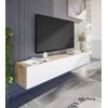 Mueble Tv Flotante 180 Cm Keoni, Estilo Nórdico, 2 Puertas En Blanco Y Roble Nodi