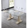 Mesa Comedor De Cristal Victoria, Patas Madera Estilo Colonial De 160x90 Cm