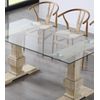 Mesa Comedor De Cristal Victoria, Patas Madera Estilo Colonial De 160x90 Cm