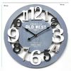 Reloj Pared Redondo Madera Gris Blanco Moderno 55x55x4,5 Rebecca Mobili