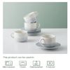 Dowan Tazas De Café Expreso De Porcelana Con Platillos, 90 Ml, Juego De 4, Azul Y Blanco