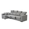 Sofa Chaise Longue Lytir Izquierda Gris Perla Desenfundable Respaldo Reclinable 273x145 Cm 4 Plazas Tanuk