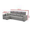 Sofa Chaise Longue Lytir Izquierda Gris Perla Desenfundable Respaldo Reclinable 273x145 Cm 4 Plazas Tanuk