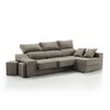 Sofa Chaise Longue Loki Derecha Marron Tejido Con Sistema Acualine Y Desenfundable 4 Plazas 225x150 Cm Tanuk