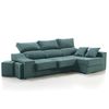 Sofa Chaise Longue Loki Derecha Turquesa Tejido Con Sistema Acualine Y Desenfundable 4 Plazas 225x150 Cm Tanuk