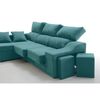 Sofa Chaise Longue Loki Izquierda Turquesa Tejido Con Sistema Acualine Y Desenfundable 4 Plazas 225x150 Cm Tanuk