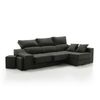 Sofa Chaise Longue Kvasir Derecha Negro Tejido Con Sistema Acualine 4 Plazas 260x150 Cm Tanuk