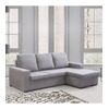 Sofá Chaiselongue Chicago, 3 Plazas Puff Reversible 195x148x92 Cm Gris Claro