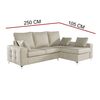 Sofa Chaise Longue Mimir Derecha Capitone Crudo Tejido Con Sistema Acualine 4 Plazas 250x175 Cm Tanuk