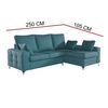 Sofa Chaise Longue Mimir Derecha Capitone Turquesa Tejido Con Sistema Acualine 4 Plazas 250x175 Cm Tanuk