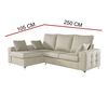 Sofa Chaise Longue Mimir Izquierda Capitone Crudo Tejido Con Sistema Acualine 4 Plazas 250x175 Cm Tanuk