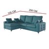 Sofa Chaise Longue Mimir Izquierda Capitone Turquesa Tejido Con Sistema Acualine 4 Plazas 250x175 Cm Tanuk