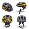 Casco De Bicicleta Negro Con Grafitti Para Niños De 6 A 12 Años 54-58cm Con Luz Led Roja Integrada Recargable Usb. Testado Y Homologado Según En1078