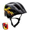 Casco De Bicicleta Negro Con Grafitti Para Niños De 6 A 12 Años 54-58cm Con Luz Led Roja Integrada Recargable Usb. Testado Y Homologado Según En1078