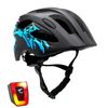 Casco De Bicicleta Negro Con Grafitti Para Niños De 6 A 12 Años 54-58cm Con Luz Led Roja Integrada Recargable Usb. Testado Y Homologado Según En1078