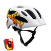 Casco De Bicicleta Blanco Con Grafitti Para Niños De 6 A 12 Años 54-58cm Con Luz Led Roja Integrada Recargable Usb. Testado Y Homologado Según En1078