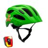 Casco De Bicicleta Verde Bosque Para Niños De 6 A 12 Años 54-58cm Con Luz Led Roja Integrada Recargable Usb. Testado Y Homologado Según En1078