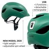 Casco Urbano De Bici  Crazy Safety Luz Usb Recargable, L  Verde Mate