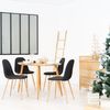 Set 4 Sillas De Comedor Escandinavas Tela Metal Imitación Madera Meubles Cosy 44.5*54*86cm Negro