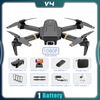 Dron Plegable V4 Rc Con Cámara Gran Angular 1080p Hd (batería 1 - Duración De La Batería: 20 Min - Negro)