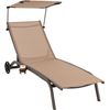 Tumbona Jardin Reclinable 6 Niveles, 2 Ruedas, Tumbona Playa Parasol Ajustable Costway 191 X 61 X 89 Cm