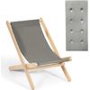 Silla Plegable De Playa, Silla De Madera De Haya Reclinable En 3 Posiciones Y Plegable Costway 60 X 84 X 96 Cm