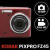 Kodak Pixpro Fz45 - Cámara Digital Compacta De 16,44 Megapíxeles Con Zoom Óptico 4x, Pantalla Lcd De 2,7 Pulgadas, Vídeo Hd 720p, Carpeta Aa - Rojo