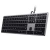 Teclado Qwerty Retroiluminado Usb-c Slim W3 Con Cable Y Teclado Numérico