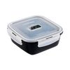 Recipiente Cuadrado Hermético Vidrio Pure Box Negro 16cm - 122cl