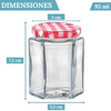 Pack De 12 Tarros Pequeños De Cristal Hexagonales Con Tapa Hermética De 95ml – Incluye Etiquetas