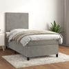 Cama Box Spring Con Colchón Terciopelo Gris Claro 90x190 Cm