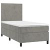 Cama Box Spring Con Colchón Terciopelo Gris Claro 90x190 Cm