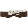 Set Muebles De Jardín 9 Piezas Y Cojines Ratán Sintético Marrón